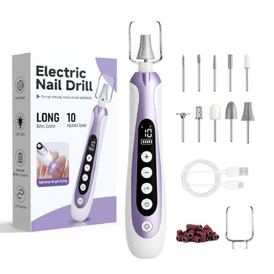 Electric Manicure Pedicure Set 10 Level Speed Low Noise USB Charging LED Display Electric Nail Drill