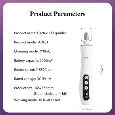 LED Display Electric Nail Polishing Machine Low Noise USB Charging Manicure Pedicure Nail File Set Electric Nail Drill
